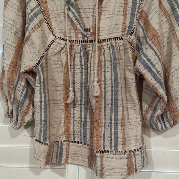 Maaji Plaid Beige and Blue Blouse - Picture 6 of 11